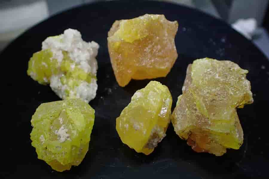 Krystalická Síra - Sulfur - Zolfo set 5 ks